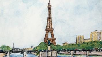 Pierre Toutkowsky - "La Tour Eiffel vue du Pont Mirabeau"