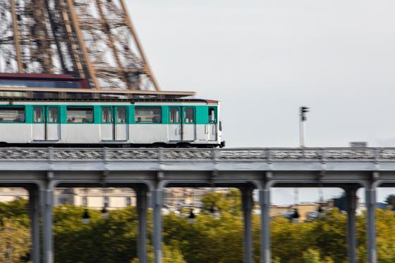 View of the Eiffel Tower and line 6
