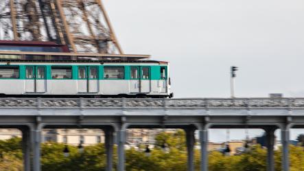 View of the Eiffel Tower and line 6