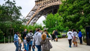 Visitors to the Eiffel Tower