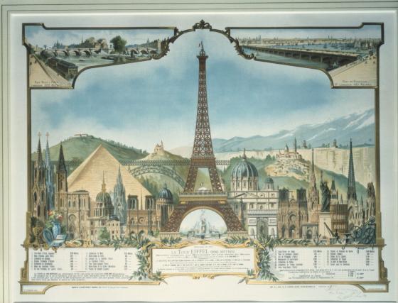 Drawing of the Eiffel Tower and all other high buildings