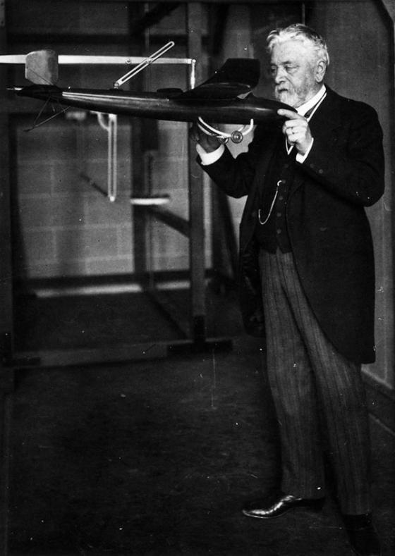Gustave Eiffel with a plane prototype