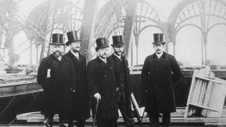 Gustave Eiffel and his collaborators during the building of the Eiffel Tower