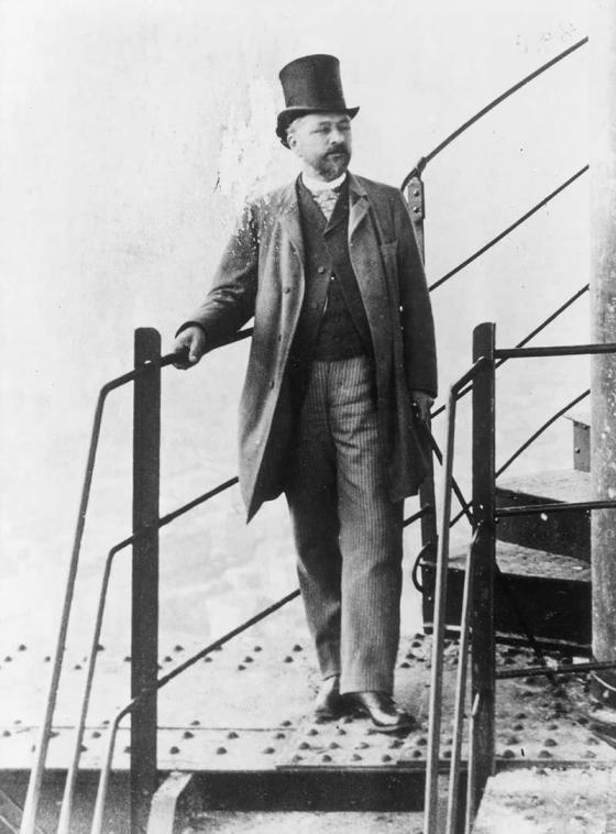 Gustave Eiffel in the staircase of the Eiffel Tower