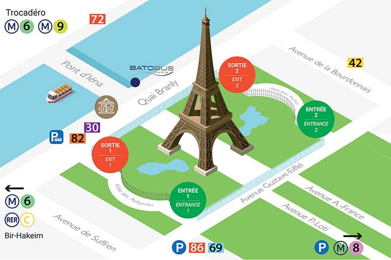 Access map Eiffel Tower