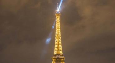 Illuminated Eiffel Tower from the Champ-de-Mars