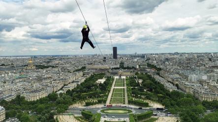 Zip line at the Eiffel Tower