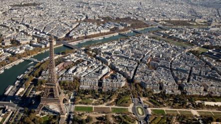Aerial view of the Eiffel Tower