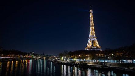 View of the glittering Eiffel Tower
